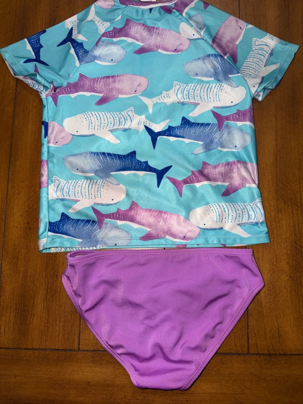 Gymboree Turquoise & Purple Shark Rashguard Two-Piece - Picture 3 of 4